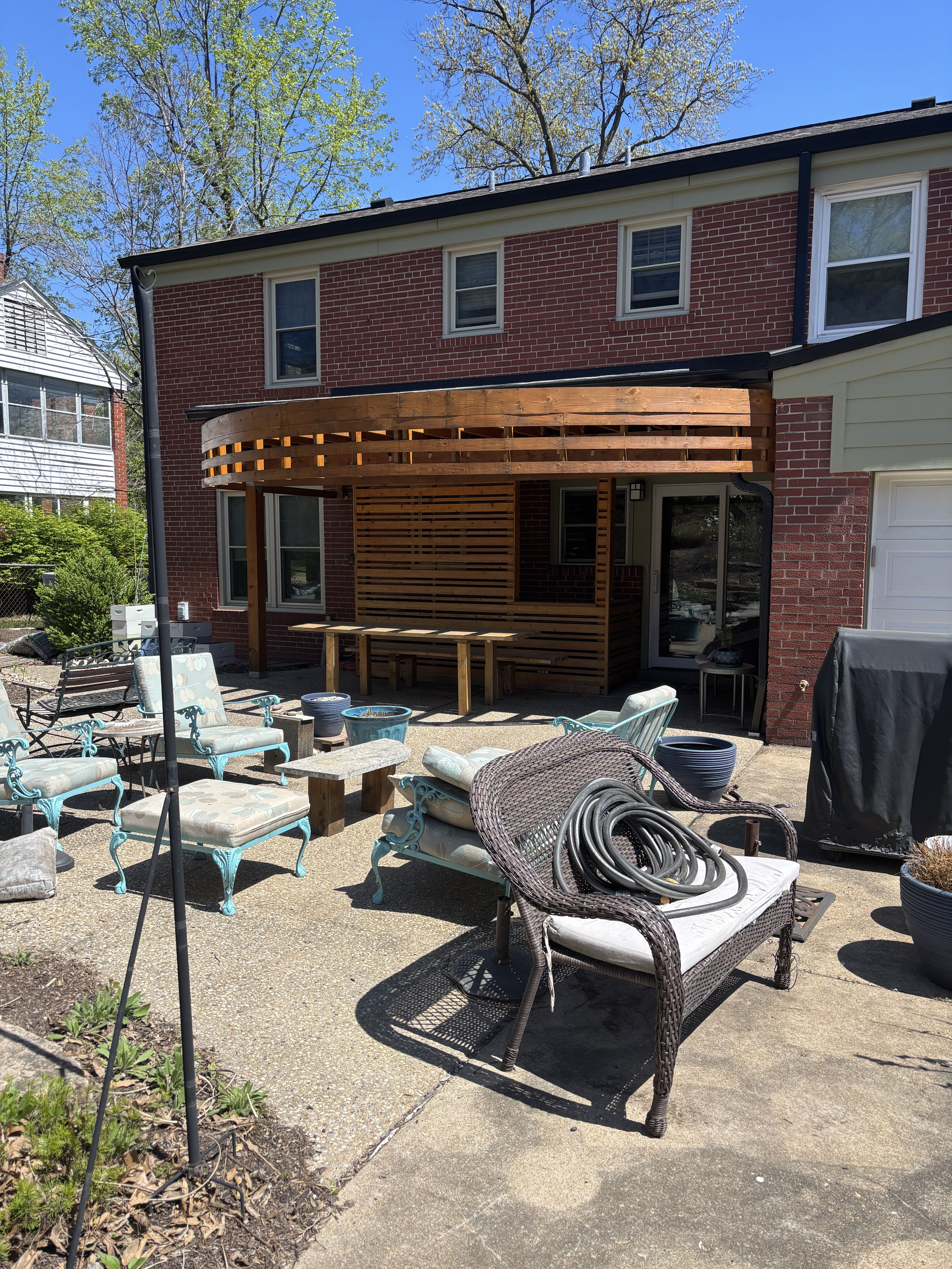 Wood Awning & Wall after renovation